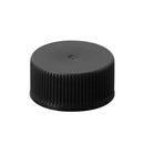 20-410 Black Ribbed, Polypropylene (PP) Plastic Cap (F217 Foam Liner)