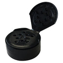43-485 Black Spice Dispensing Caps, Flip Top - Sift, .125 Holes w/ HIS Liner
