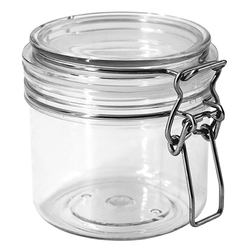 10oz Clear PET Plastic Jar, with Bail Lid and Rubber Gasket