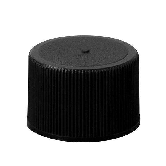 28-410 Black Ribbed PP Plastic Cap w/F217 Liner (Intuitive)