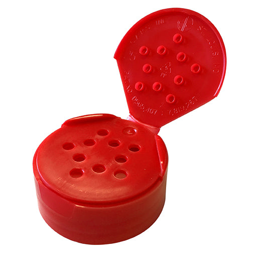 43-485 Red Dispensing Closure, Flip Top - Sift, .125 Holes