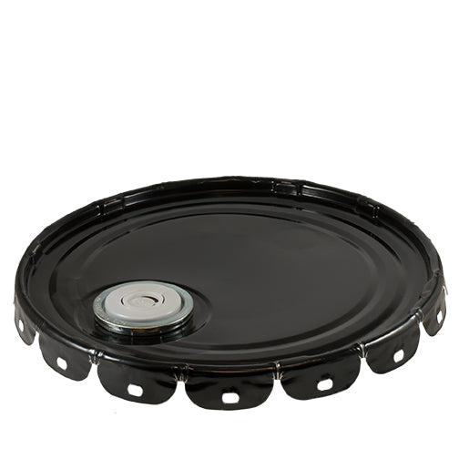 5 Gallon, Black, Steel (26 Gauge), Pail Lid - w/Gasket Seal and Rieke FlexSpout