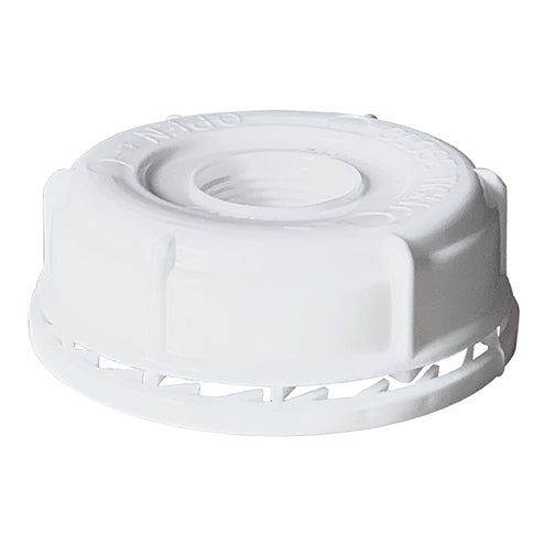 70mm White PP Closure For Tight-Heads w/ Ratchet Ring and 3/4' Knockout