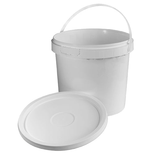 128 oz, (1 Gallon), (4.0 L), White, HDPE Plastic, Tamper-Evident Pail, w/Plastic Handle & Lid