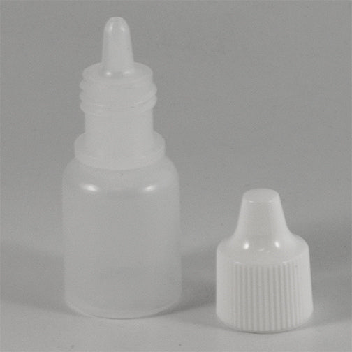 Each: 1/4 oz. Natural LDPE Plastic Boston Round Bottle, with Collar (15-415)