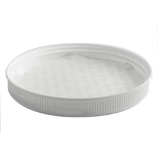 (110-400) White Ribbed Cap w/ Printed, PS-22 Pressure Seal Liner